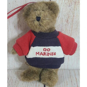 Boyds Go Marines Plush Teddy Bear Ornament Brown Red White Blue 5.5" New